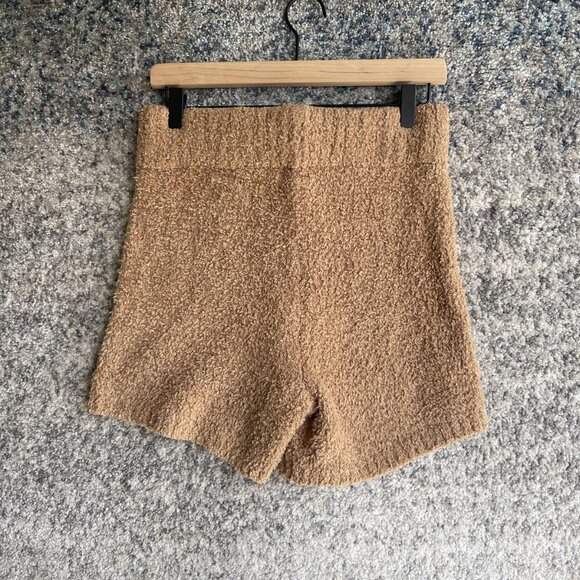 Skims Shorts Womens L XL Brown Cozy Boucle Lounge Soft Fuzzy Pull On High Waist - Picture 5 of 7